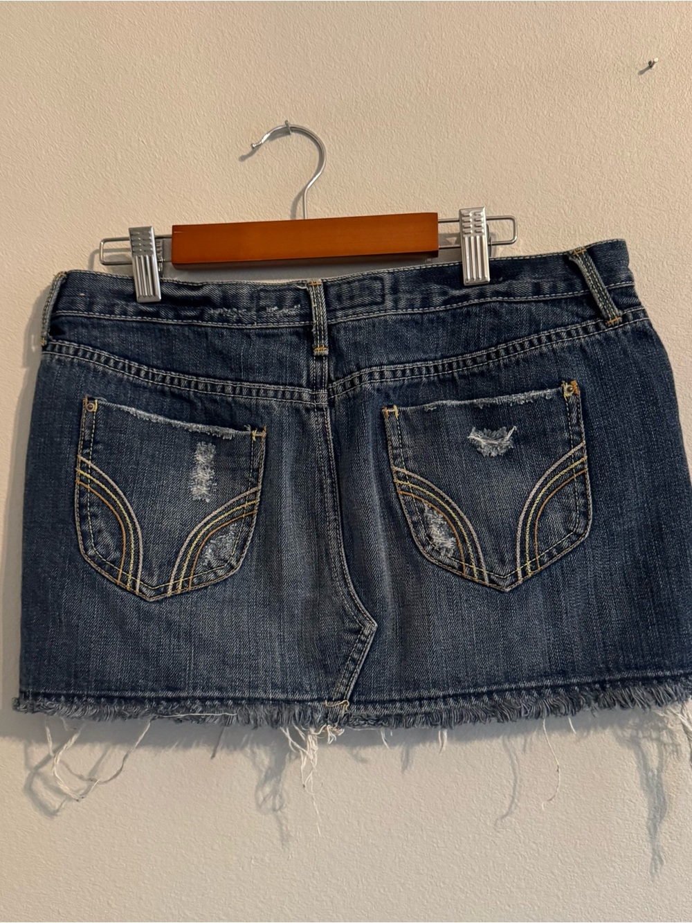 Y2K Hollister Low Rise Distressed Denim Micro Mini Skirt Size 5